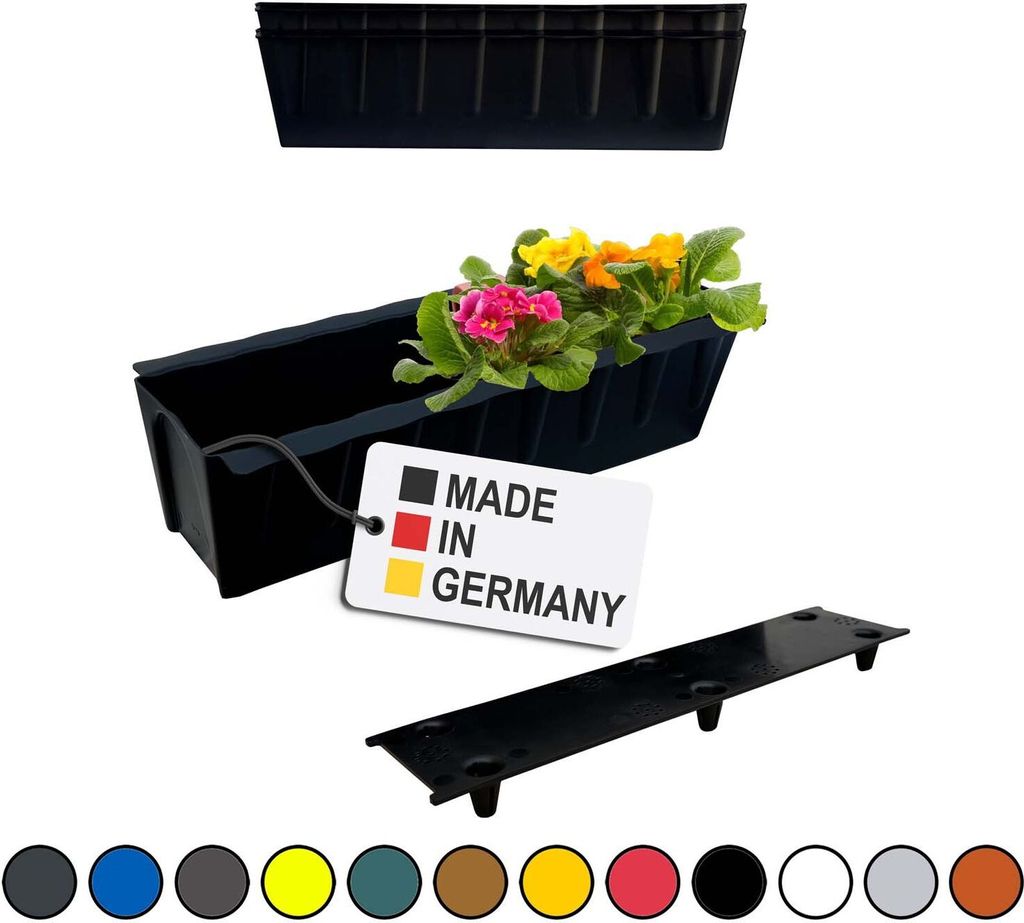 BURI 2 Euro-Paletten Blumenkästen-Einsätze inkl. Bewässerungsmatte | 37,3cm Schwarz | Pflanzkasten für Europalette Palette | Balkonkasten | Blu...