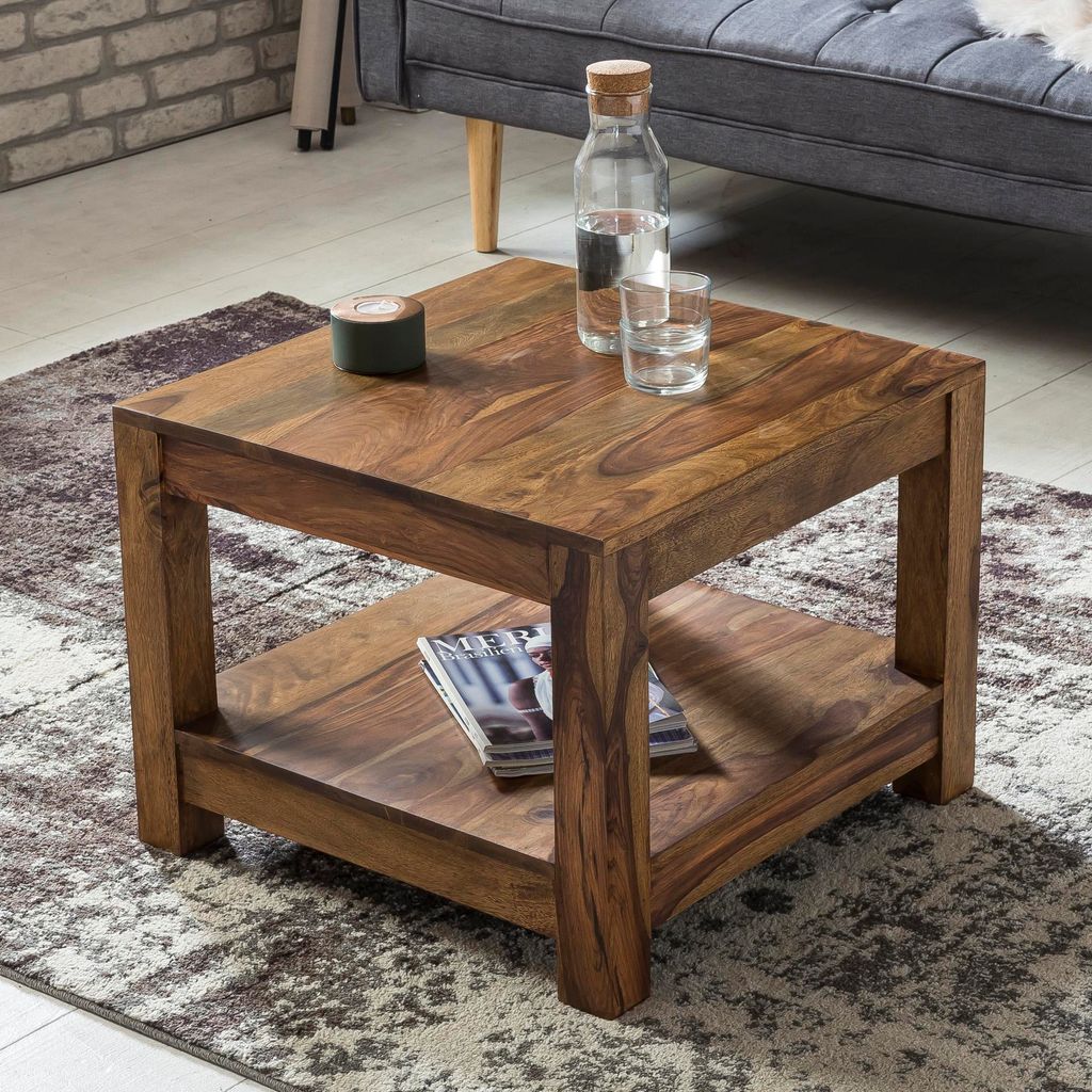 FineBuy Couchtisch Sheesham Massivholz 60x60 cm Produktbild 