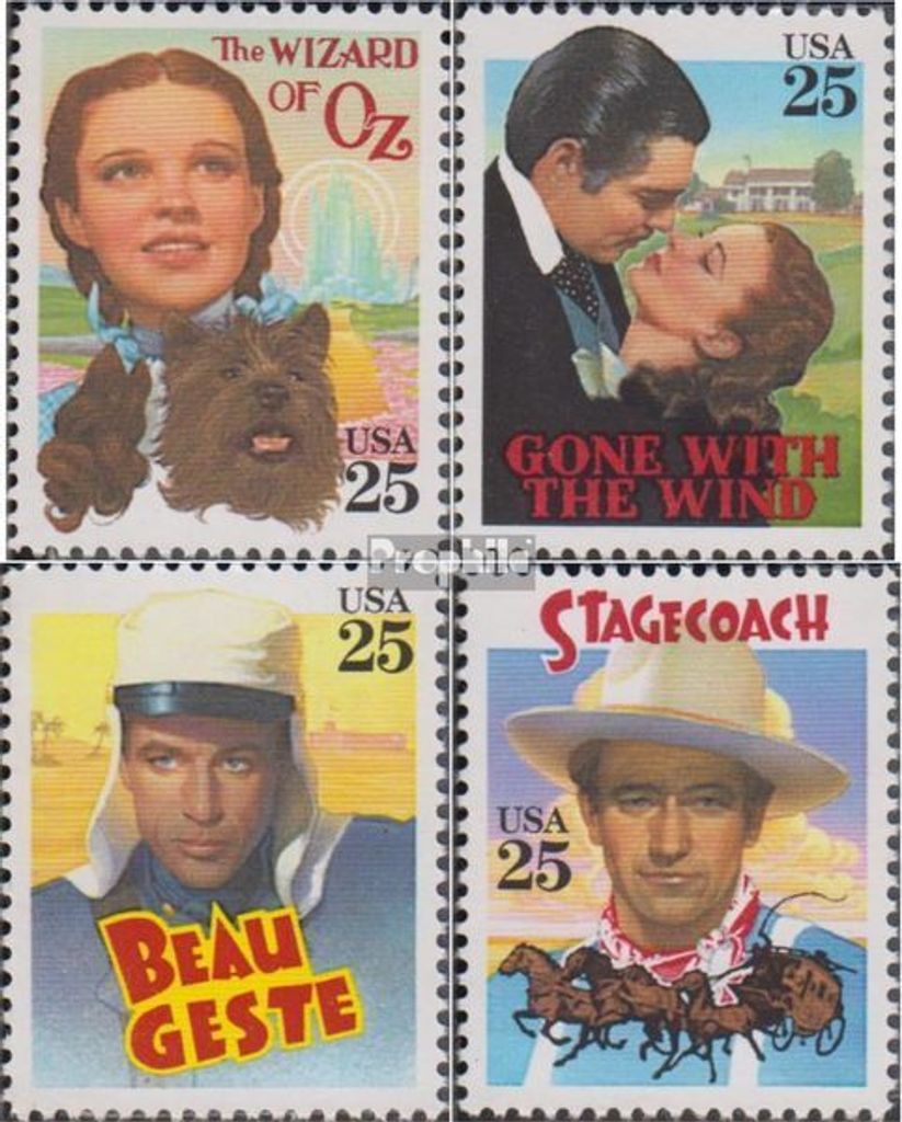 Briefmarken USA 1990 Mi 2079-2082 (kompl.Ausg.) postfrisch Klassische Filme