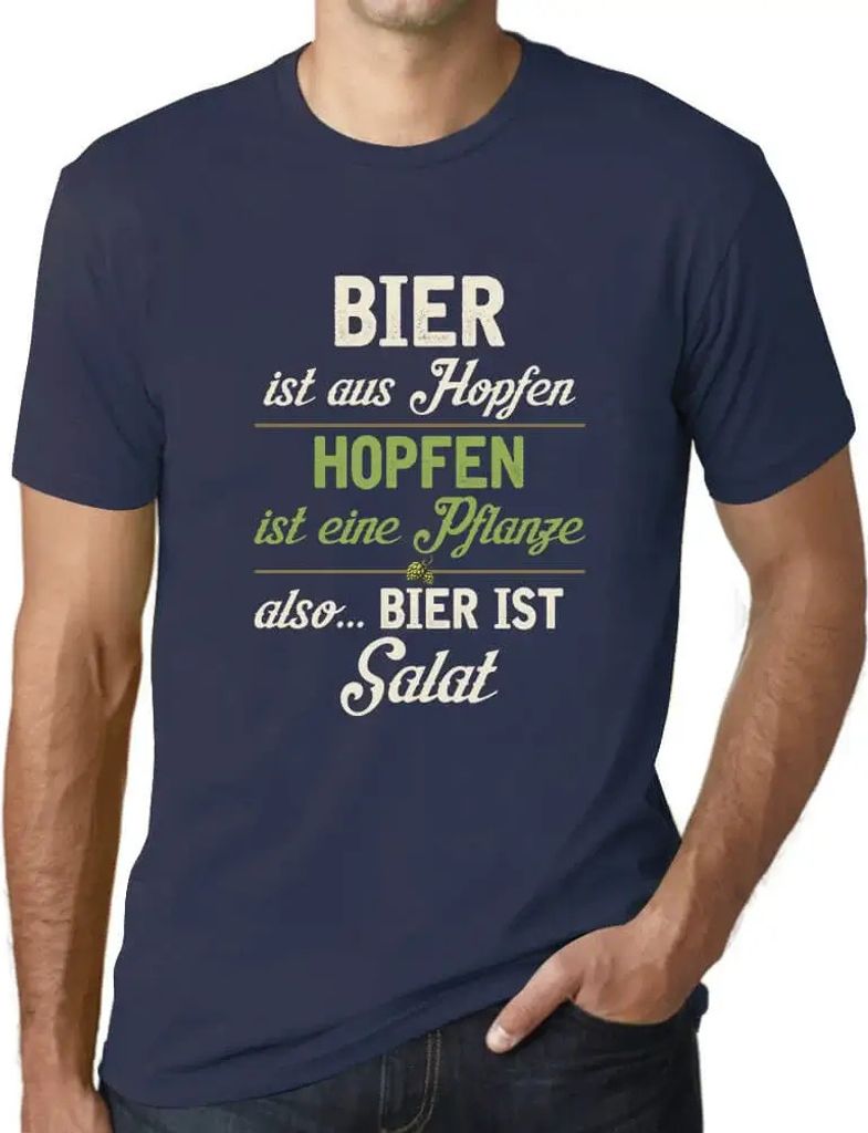 Herren Grafik T-Shirt Bier Ist Salat Öko-Verantwortlich Vintage Jahrgang Kurzarm Lustige Druck Geburtstag Geschenk Mann