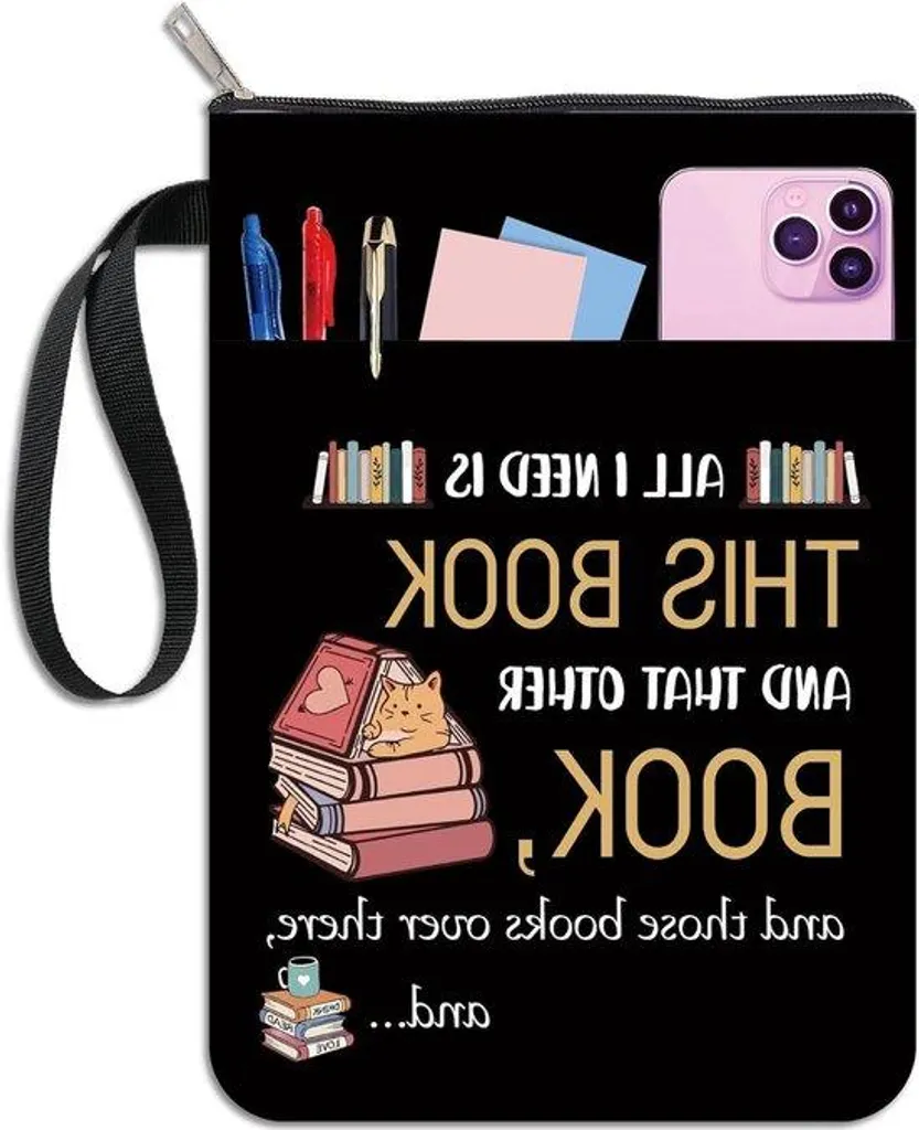 Protège-livres zippé noir Allecto : Étui vintage résistant et lavable