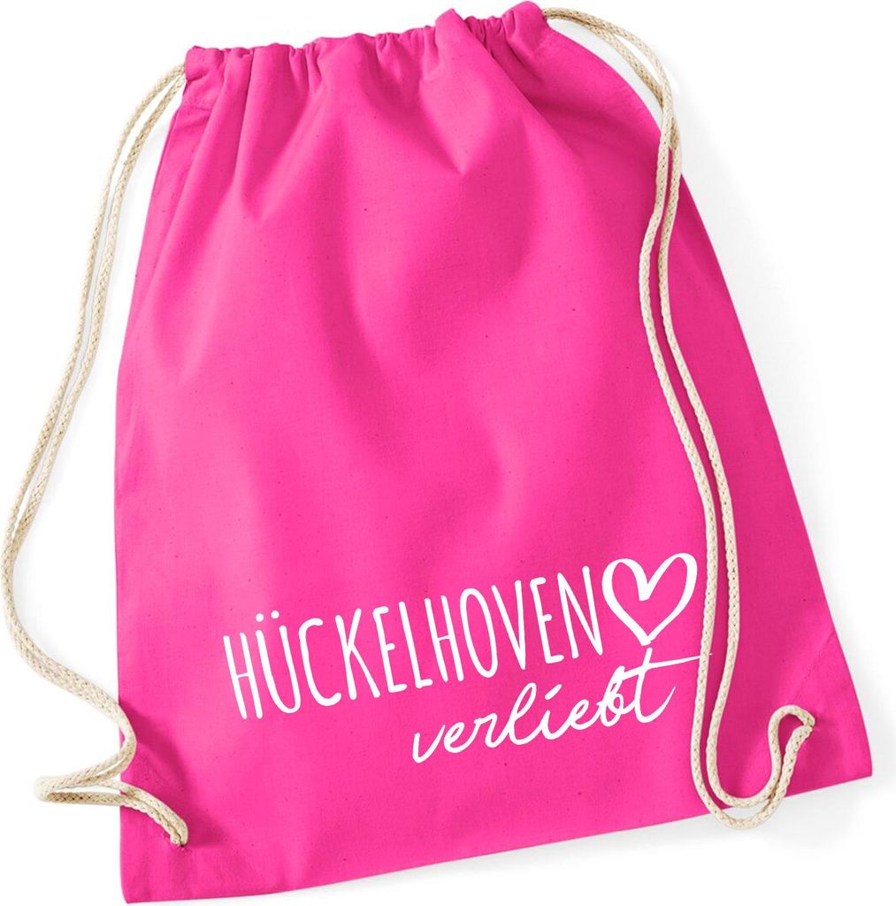 Huuraa Turnbeutel Hückelhoven verliebt 12 Liter Fuchsia Baumwolle Rucksack Geschenkidee