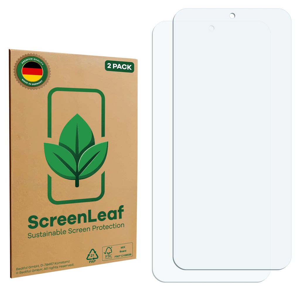 2x ScreenLeaf Schutzfolie für Samsung Galaxy XCover 7 / 7 Pro nachhaltiger Displayschutz Display Schutz Folie Klar Transparent