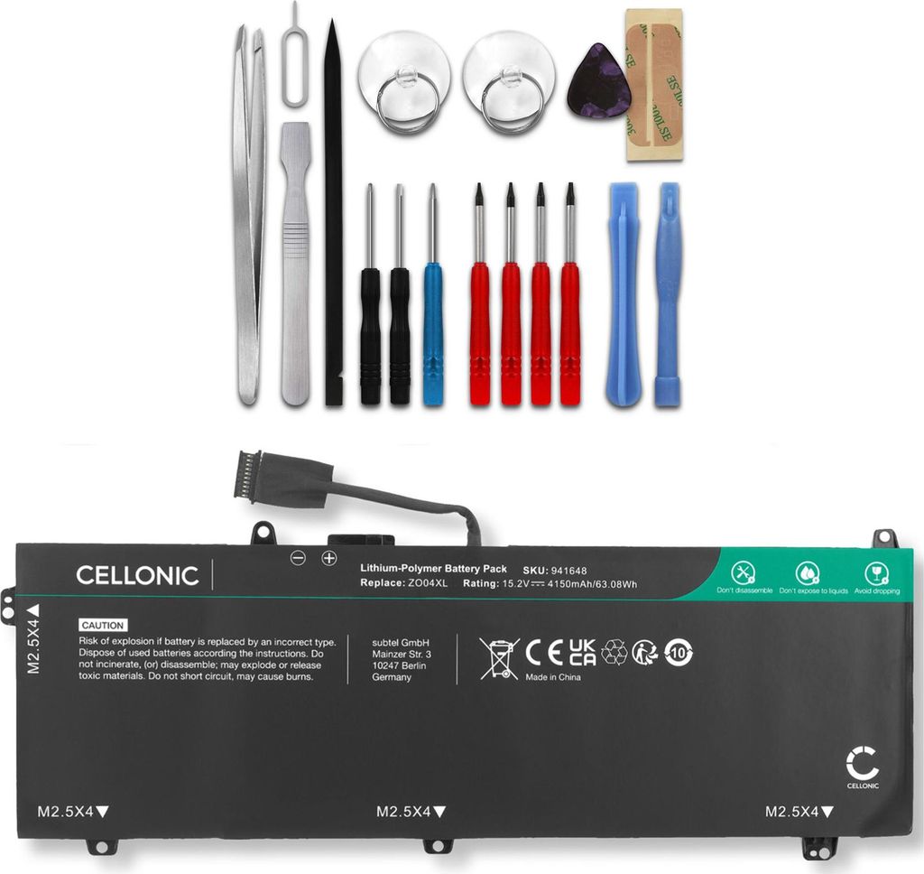 subtel 1x Akku für Notebook Kompatibel mit HP ZBook Studio Gen 3, ZBook Studio Gen 4, ZO04XL - (4150mAh, 15.2V) + Werkzeug-Set