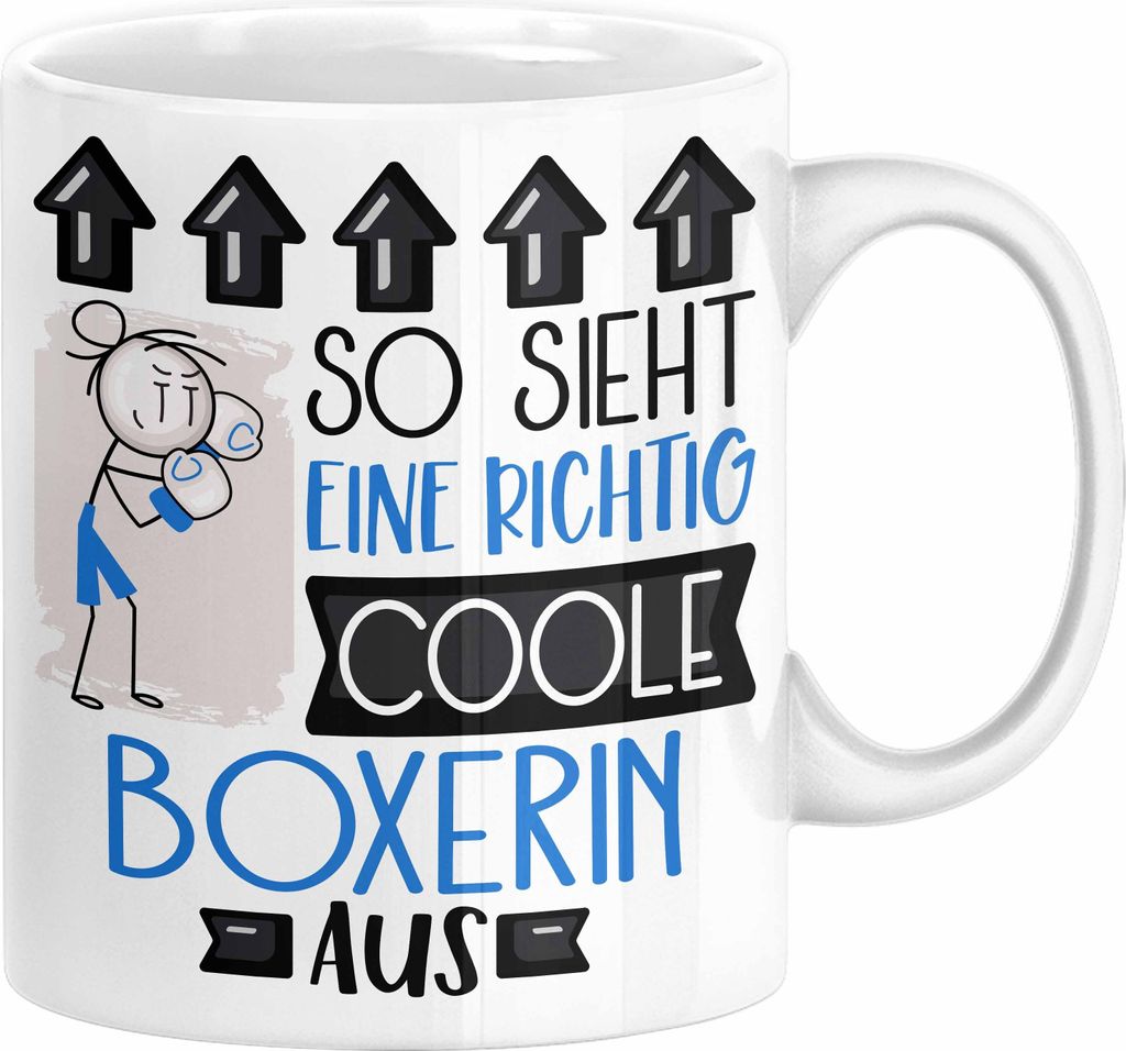 Boxerin Geschenk Tasse Lustig Geschenkidee für Boxerin Geburtstag So Sieht Eine Richtig Coole Boxerin Aus Frauen Spruch (Weiß)