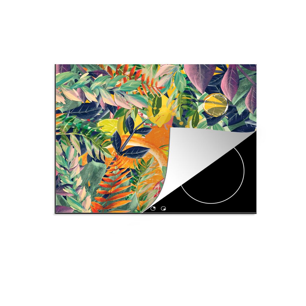 KitchenYeah Herdabdeckplatte Blumen - Dschungel - Tropisch , 59x51cm, Küche Deko, Glaskeramikkochfeld Herdabdeckung, Abdeckplatte fùr Kochfeld