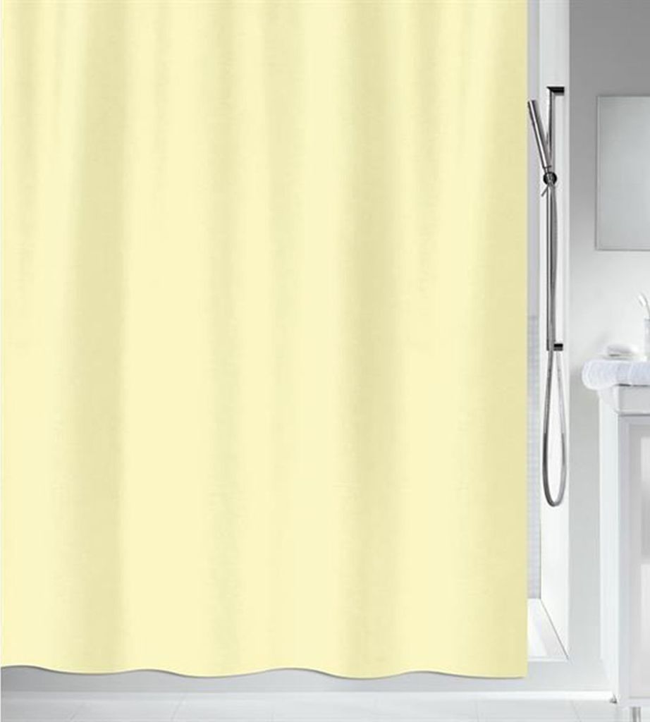 Spirella Anti-Schimmel Duschvorhang - Anti-Bakteriell, waschbar, wasserdicht - Polyester, „Primo “ 180x180cm Hellgelb