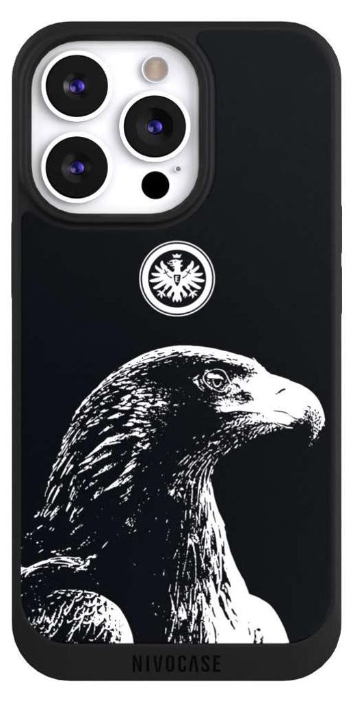 NIVOCASE Handyhülle für Apple iPhone 13 Pro Hülle NIVOpure Case Schwarz Eintracht Frankfurt Offizielles Lizenzprodukt Attila