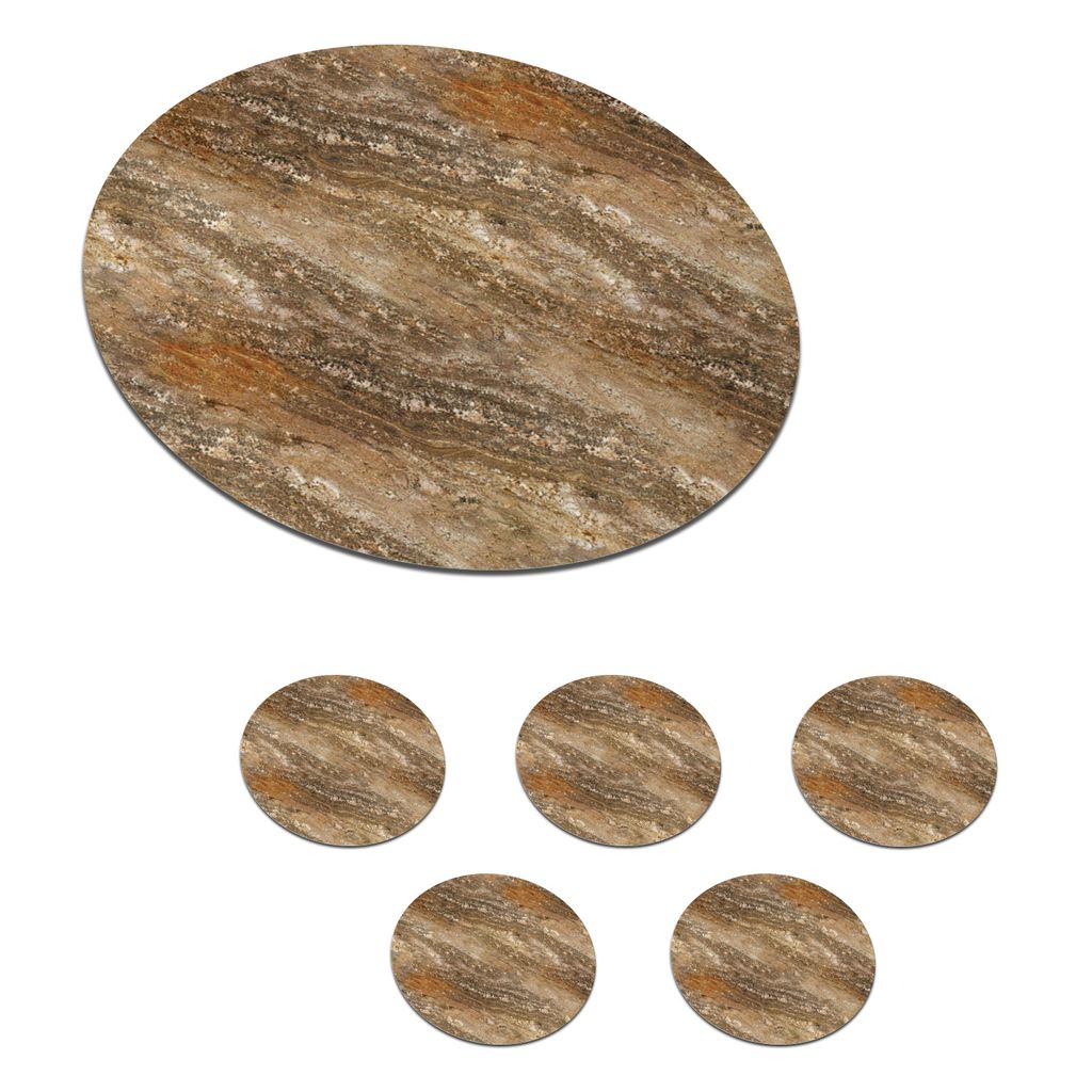 KitchenYeah Glasuntersetzer Rund 6er Set Stein - Granit - Design 10x10 cm Untersetzer für Gläser - Getränkeuntersetzer - Tischplattenschutz -...