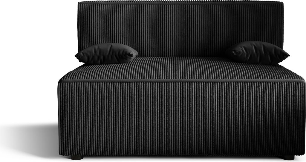 Sofa Alvito, Farbe: Schwarz. Material: Kord. A: H: 85 cm, L: 94 cm, B: 136 cm,Sofa mit Bettkasten, Sofa klein.
