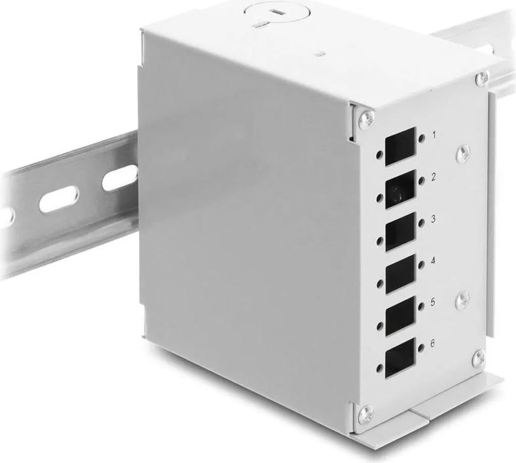 Boîtier de distribution fibre optique 6 ports pour montage Rail DIN Gris