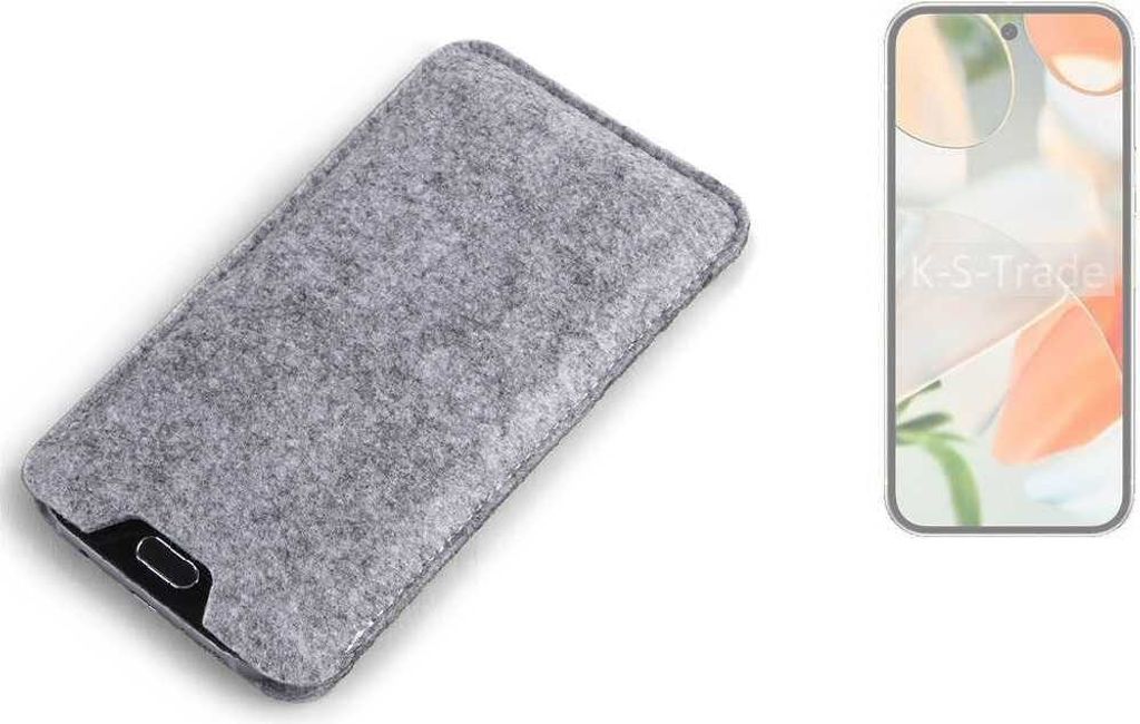 K-S-Trade Filz Handyhülle kompatibel mit Google Pixel 9 Schutzhülle Filztasche Filz Tasche Case Sleeve Handy Hülle Filzhülle grau