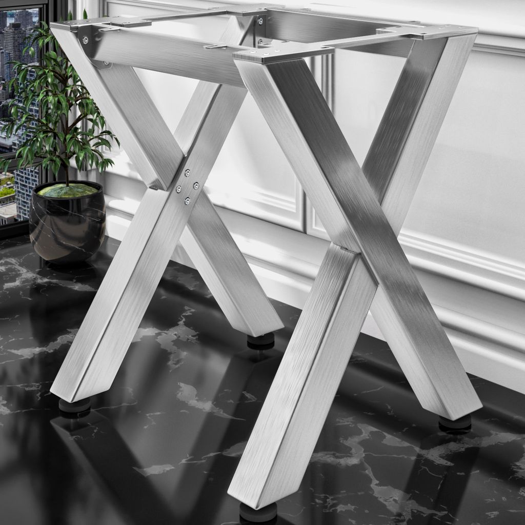 JUANA | Bistro Stehtischgestell | L: B: H: 75 x 60 x 105cm | 2 x Verbinder | Edelstahl | Gastrotisch, Bistrotisch, Stehtischgestell, Kufen