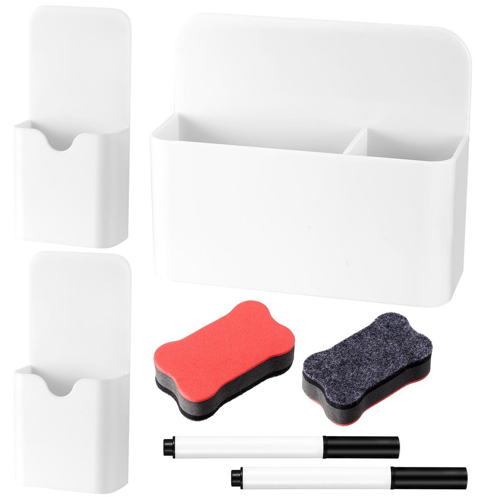3 magnetische Stifthalter, magnetische Markerhalter für Kühlschrank, Schule, Bürozubehör mit 2 magnetischen Whiteboard-Radierern und 2 Stiften ...