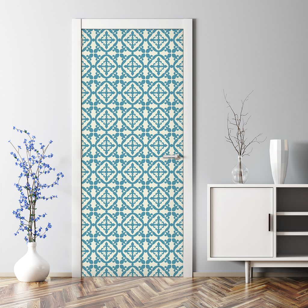 Dekorative Türaufkleber Aufkleber selbstklebend Abnehmbarerdeko Marokkanische blau 85 x 200 cm