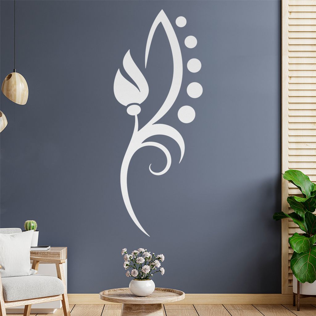 Blume- Linien Punkte Wandtattoo in 6 Größen - Wandaufkleber Wall Sticker - Dekoration, Küche, Wohnzimmer, Schlafzimmer, Badezimmer