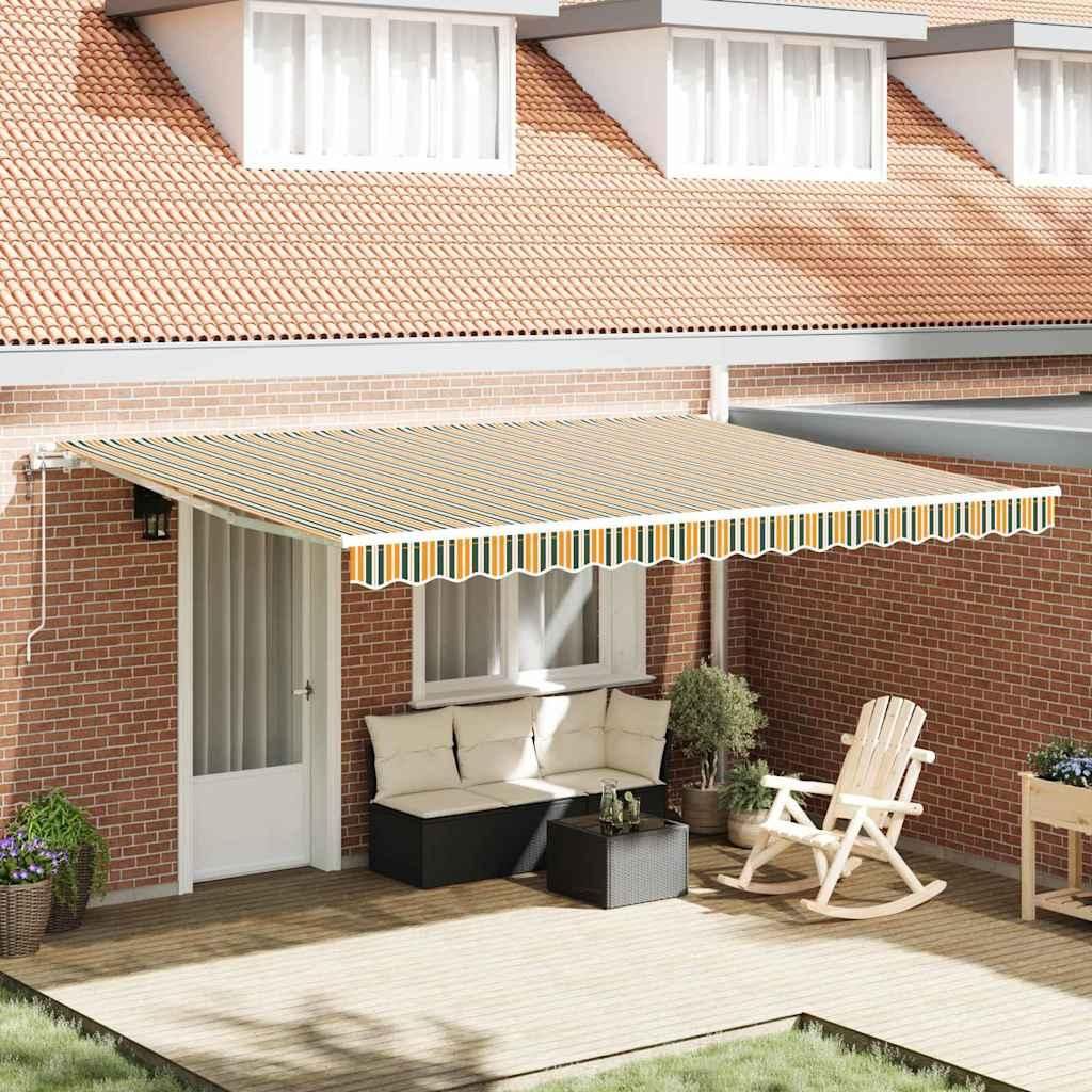 Best Möbel Einziehbare Markise Grün und Gelb 450x350 cm Grün und Gelb - Markisen A3331179