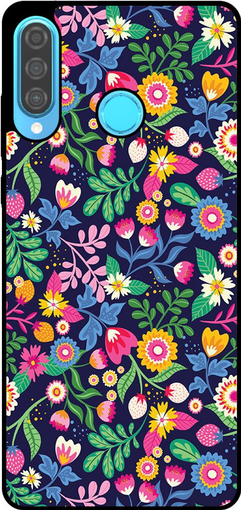 Smartphonica Handyhülle Passend für Huawei P30 Lite mit Blumendruck - TPU Backcover Hülle Blumendesign