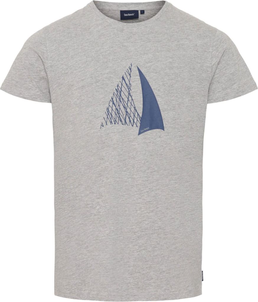 Sea Ranch Herren T-Shirt Villum mit maritimen Front-Print - Kurzarm-Shirt mit Rundhalsausschnitt in Grey-Melange Größe M