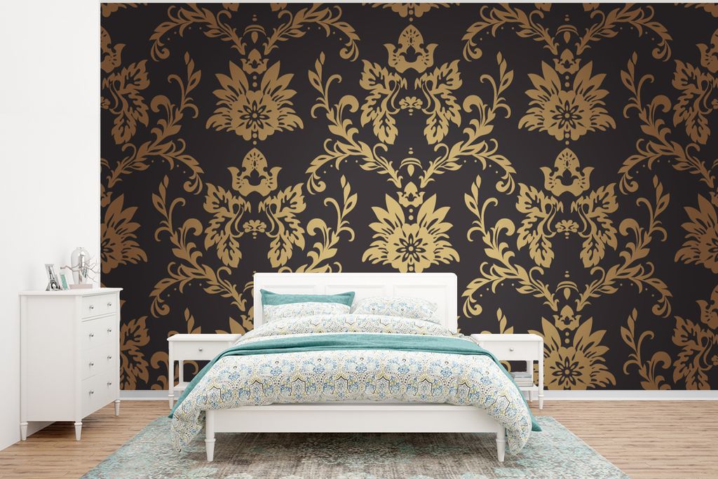MuchoWow Fototapete für Wohnzimmer oder Schlafzimmer Wandtapete Vinyl Motivtapete Blumen - Licht - Vintage - 295x220 cm - Wand Tapete