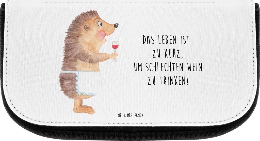 Mr. & Mrs. Panda Organizer Igel Wein - Weiß - Geschenk, Kulturtasche, Necessaire, Schminktasche, Weinglas, Weißwein, Rotwein, Weinliebhaber, kult...