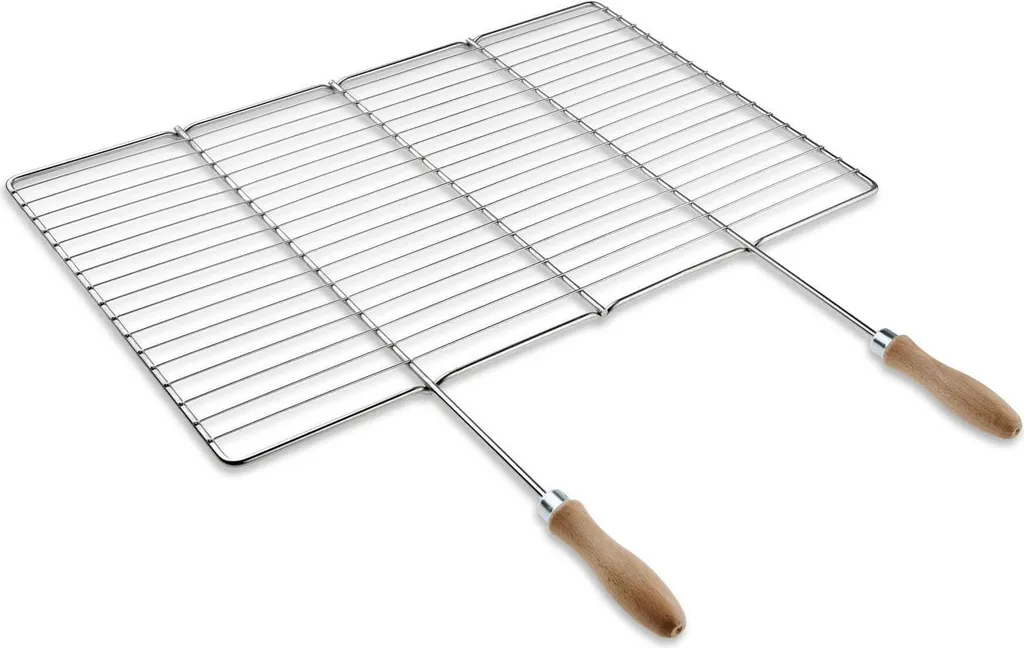 Grille de cuisson pour barbecue 68x38 cm inox AISI 304 et manches bois amovibles