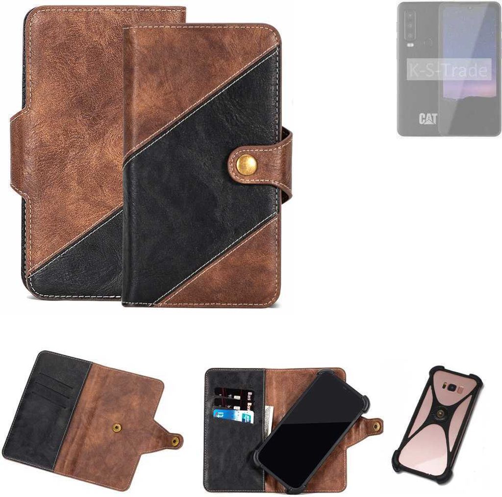 K-S-Trade Handyhülle Schutzhülle Bookstyle Case kompatibel mit Caterpillar Cat S75 Klapphülle Cover Hülle Schutztasche 1x