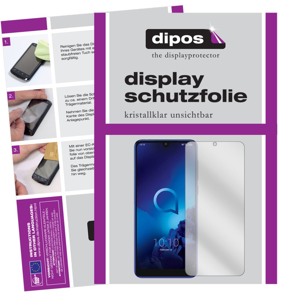 5x Schutzfolie für Alcatel 3 (2019) klar Displayschutzfolie Folie Display Schutz dipos