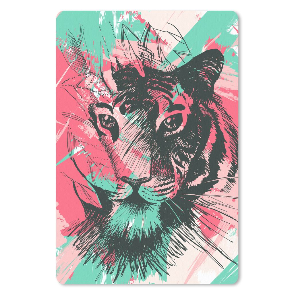 MuchoWow Mauspad Mousepad Tiger - Abstrakt - Rosa 18x27 cm - Mousepads - Maus Mat - Pad - Mausunterlage