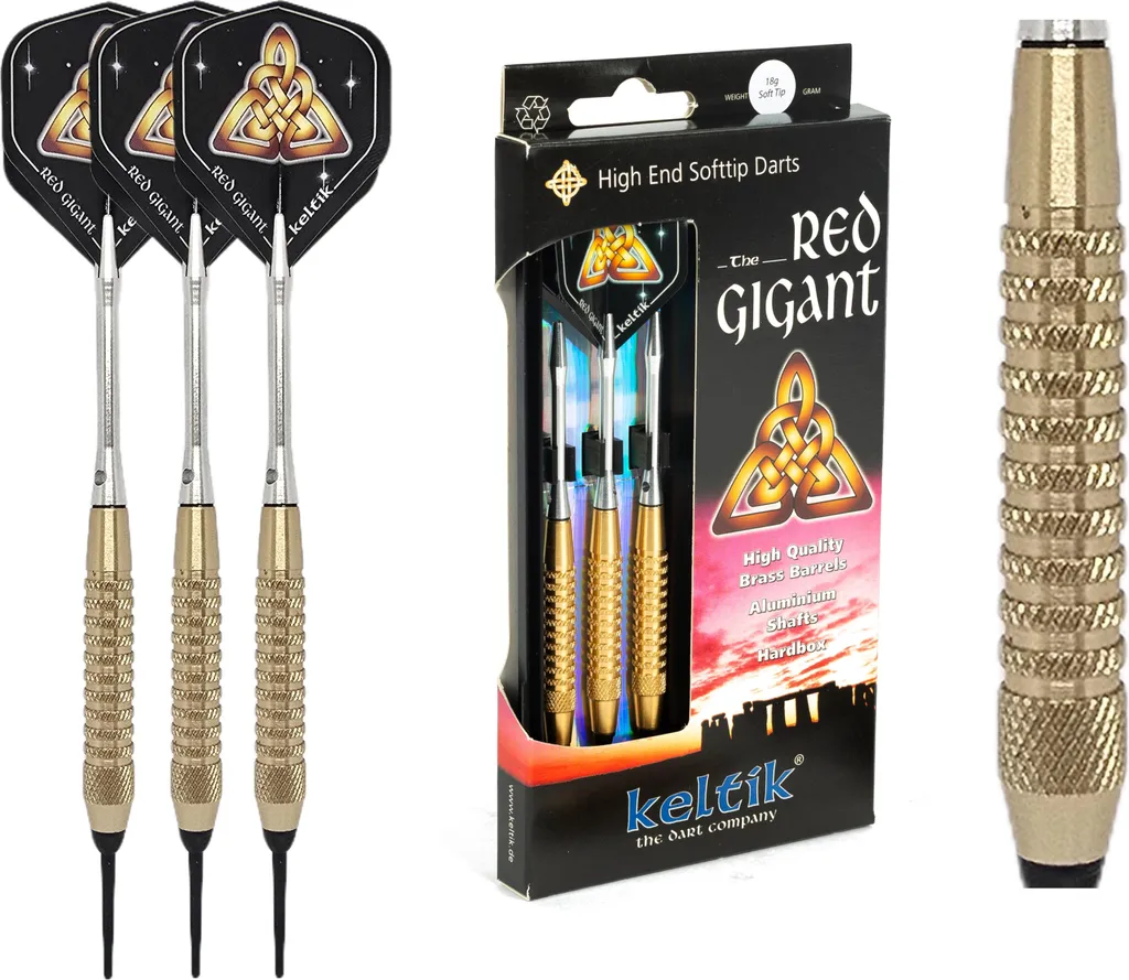 Fléchettes Red Gigant Keltik 14g ultra légères avec grip haute performance