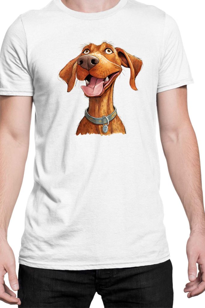 Herren T-Shirt Funny Dogs Breeds Vizsla Dog Breed, Man 2XL / Weiß