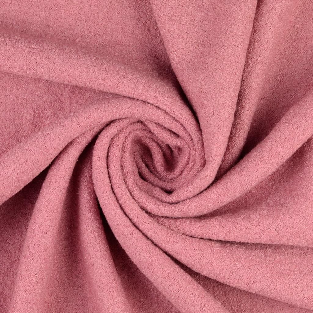 Wool Boucle BEA Viskose Wolle Altrosa uni, ca. 423 g/m², ca. 0,5 m lang, ca. 1,42-1,44 m breit, , Stoffe Meterware, 60 % Viskose, 40 % Wolle