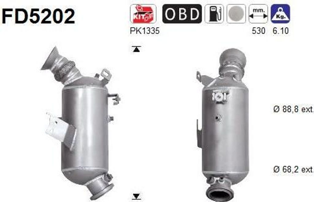 AS FD5202 Ruß-/Partikelfilter, Abgasanlage OE 2054901200 kompatibel mit C-Klasse