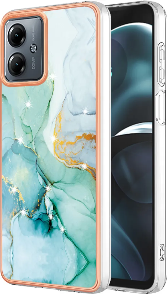 Custodia Protettiva Moto G14 TPU Verde - Antiurto Marmo Sottile