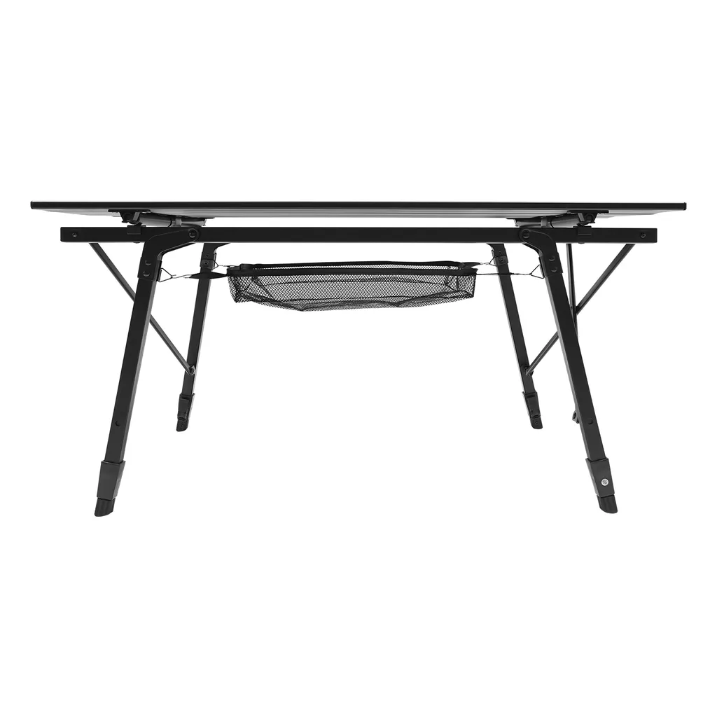Table de camping stable sur sol irrégulier, pliante et réglable, noire - 7