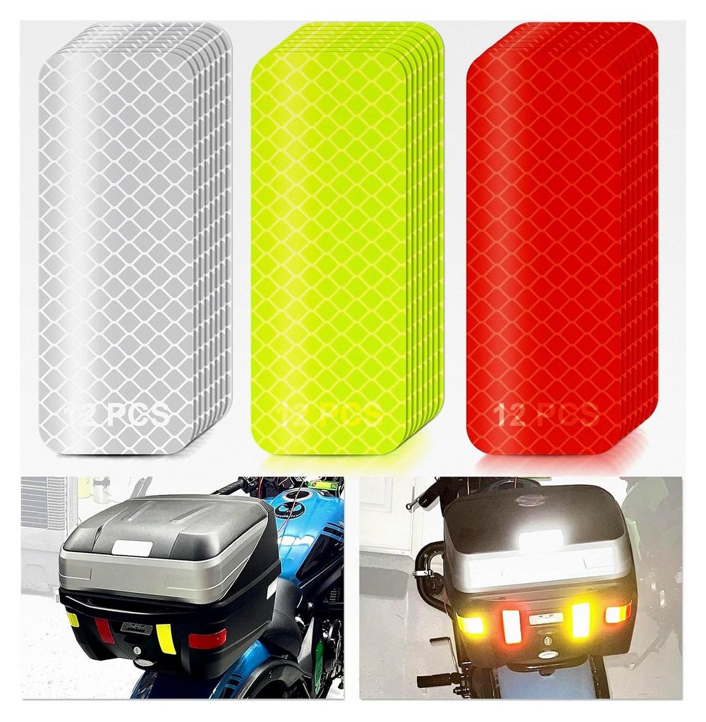 Reflektoren Aufkleber Selbstklebendes Reflektorband für Motorrad, Fahrzeug, Auto, Fahrrad und Helm, 36 Stück, Hohe Sichtbarkeit, Wasserdicht