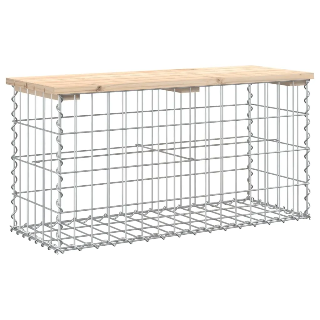 Panchina da Giardino in Gabbione 83x31,5x42 cm Legno Pino Massiccio