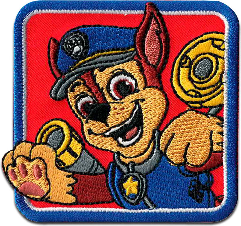 Comercial Mercera Paw Patrol Chase Kinder - Aufnäher, Bügelbild, Aufbügler, Applikationen, Patches, Flicken, zum aufbügeln, Größe: 5,7 x 6 cm