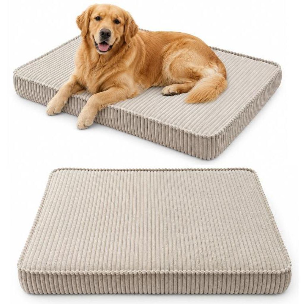 Hundebett Hundekissen Hundematte Cord Xl 120X80 Cm Beige