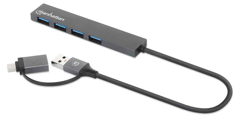 MANHATTAN Kombo-Hub 4Port USB 3.0 Typ-C/Typ-A 4xUSB-A Produktbild 