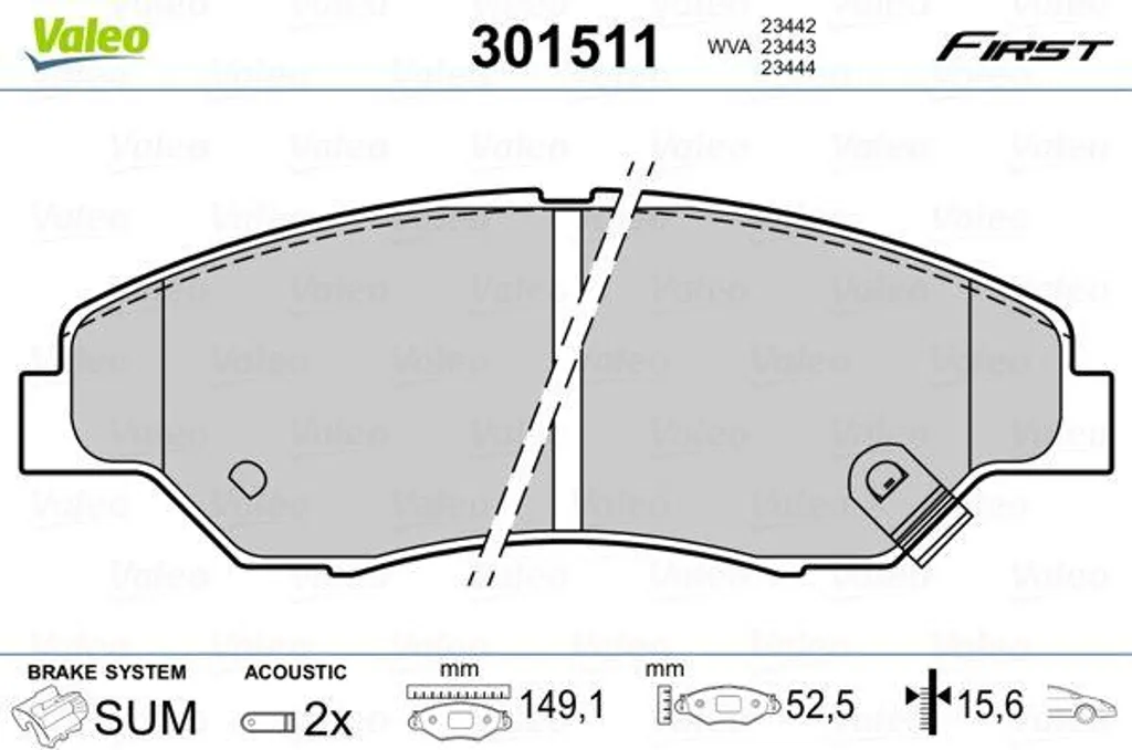 Valeo 301511 Jeu de Plaquettes de Frein à Disque OE 0K0453323Z Qualité