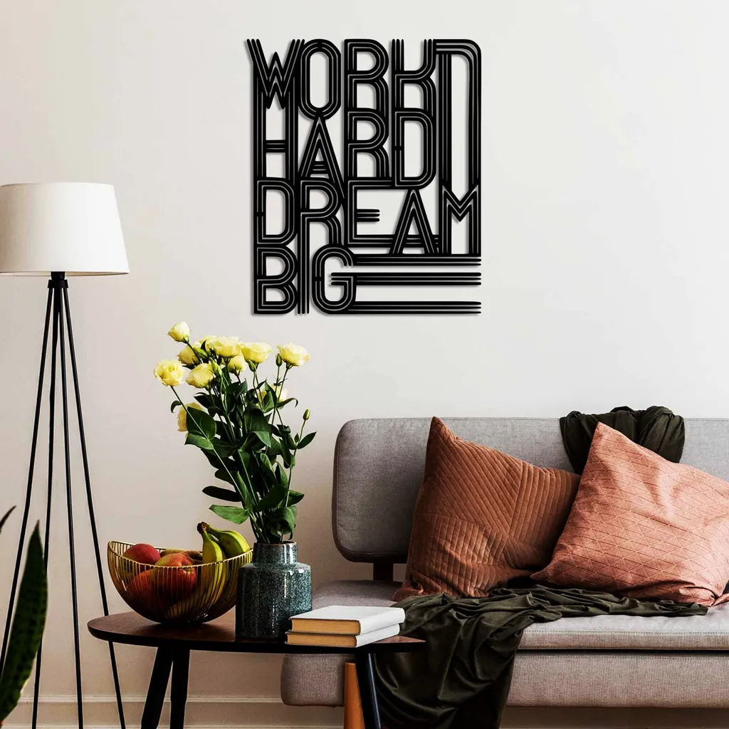 Décoration Murale 100% Métal Wallity Noir Inoxydable Typographie Chic