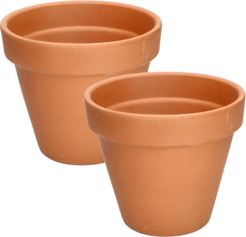 Set aus 2 Terrakotta-Blumentöpfen mit Rand - Durchmesser 17 cm, für drinnen und Gärten
