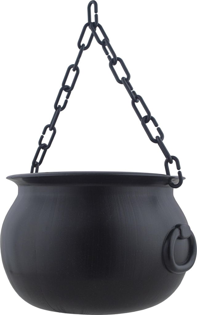 Grote heksenketel met ketting, diameter 21 cm | Zwart Productafbeelding 