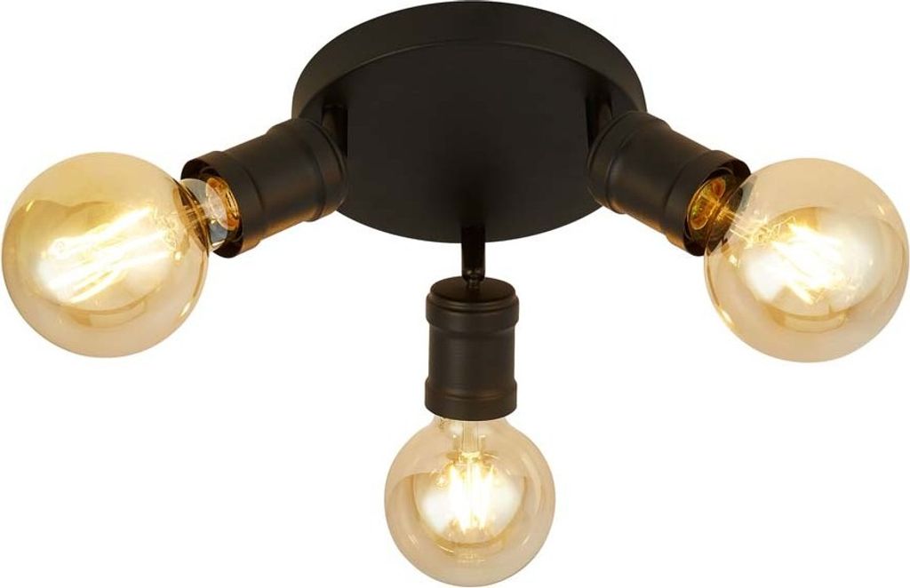 Spotrondell, 3-Flammig, schwarz-matt, Spots beweglich, D 30 cm
