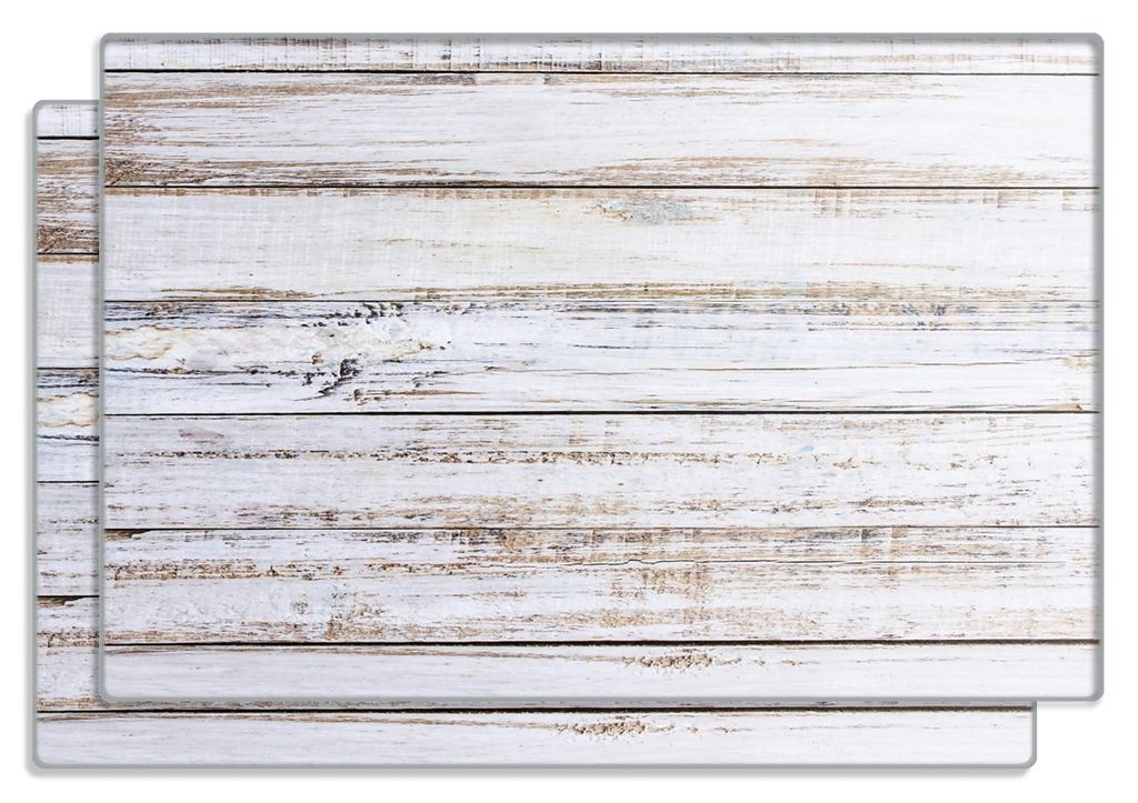 Wallario Frühstücksbrettchen 2er Set aus Glas, je 20 x 30 cm, mit rutschfesten Füßen, Motiv Helle Holzstruktur - Muster - Alter Dielenfußboden