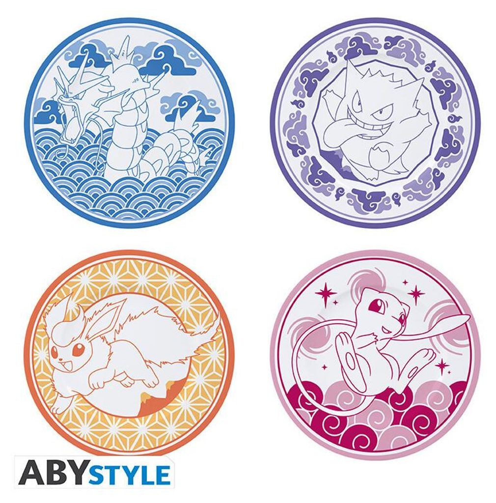 POKEMON - Set of 4 Plates - Japanese Style
