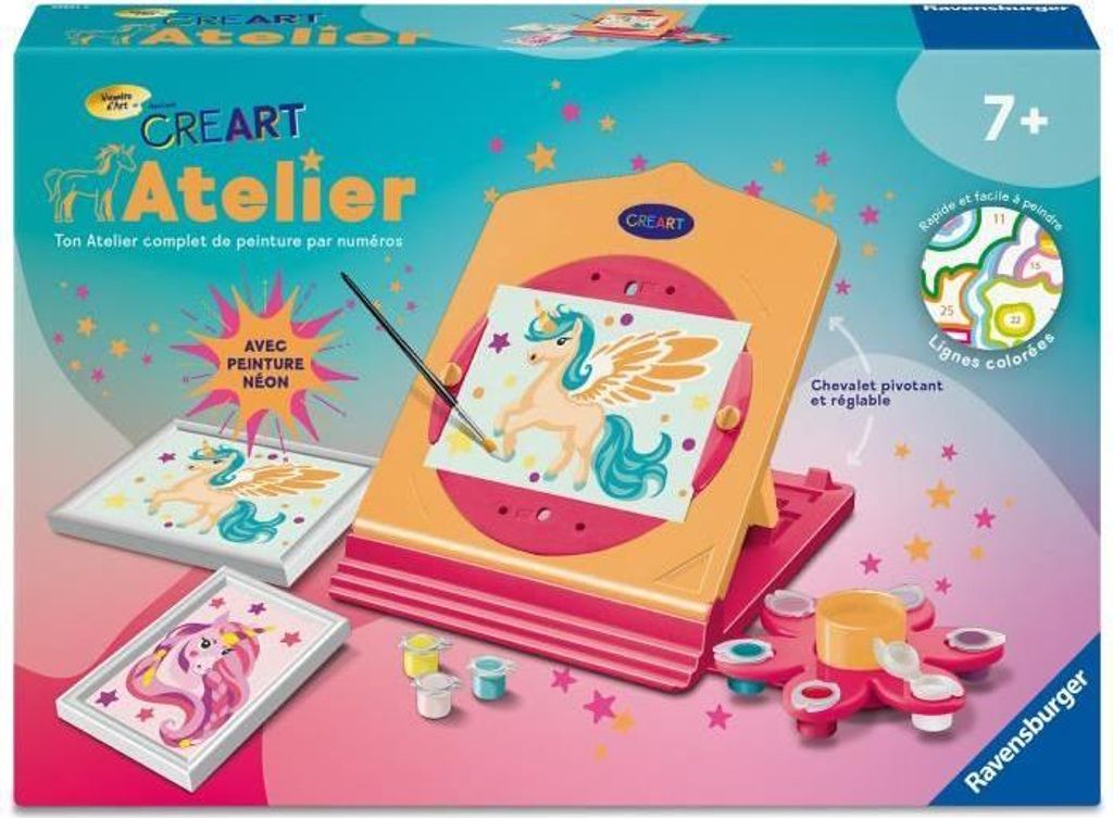 Malen nach Zahlen CreArt Atelier Neon, Nachfüllbares Set, Neonfarben, Ab 7 Jahren