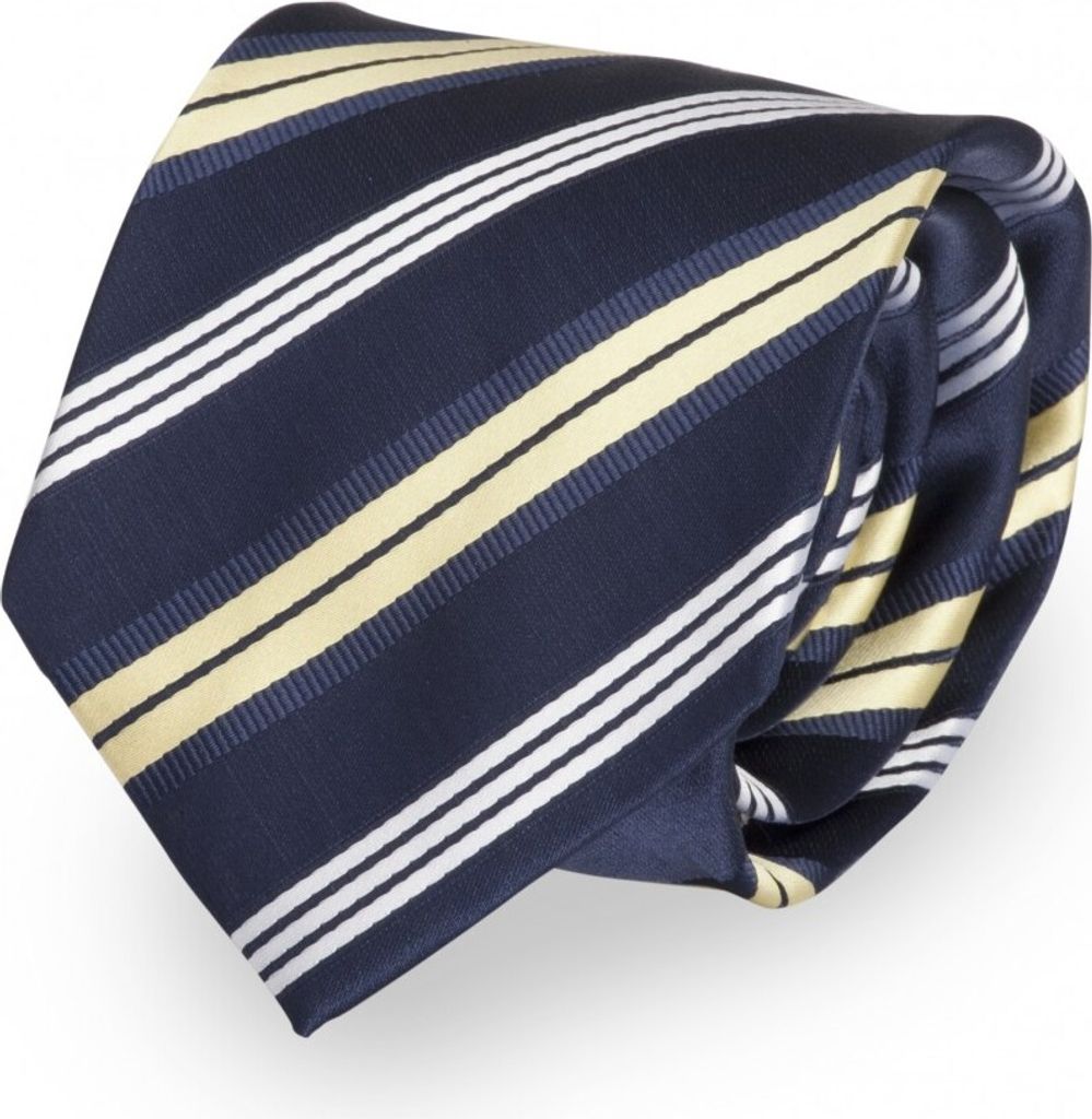 Fabio Farini - 1 Stück gestreifte Herren Krawatte - Tie mit Streifen in 6cm oder 8cm Breite Breit (8cm), Blau/Gold/Weiß