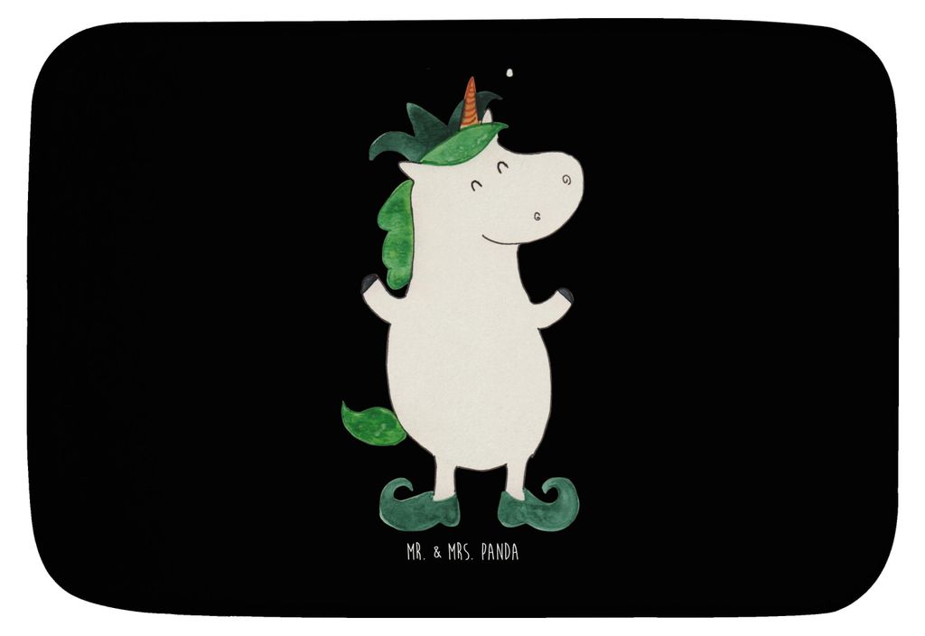 Mr. & Mrs. Panda Badvorleger Einhorn Joker - Schwarz - Geschenk, Mittelalter, badezimmer läufer, Hofnarr, Badematte, Unicorn, Kasper, Duschvorlege...